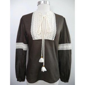 Tory Burch Bailey Peasant Tunic 10 Crochet Trim Boho Resort Wear Luxury